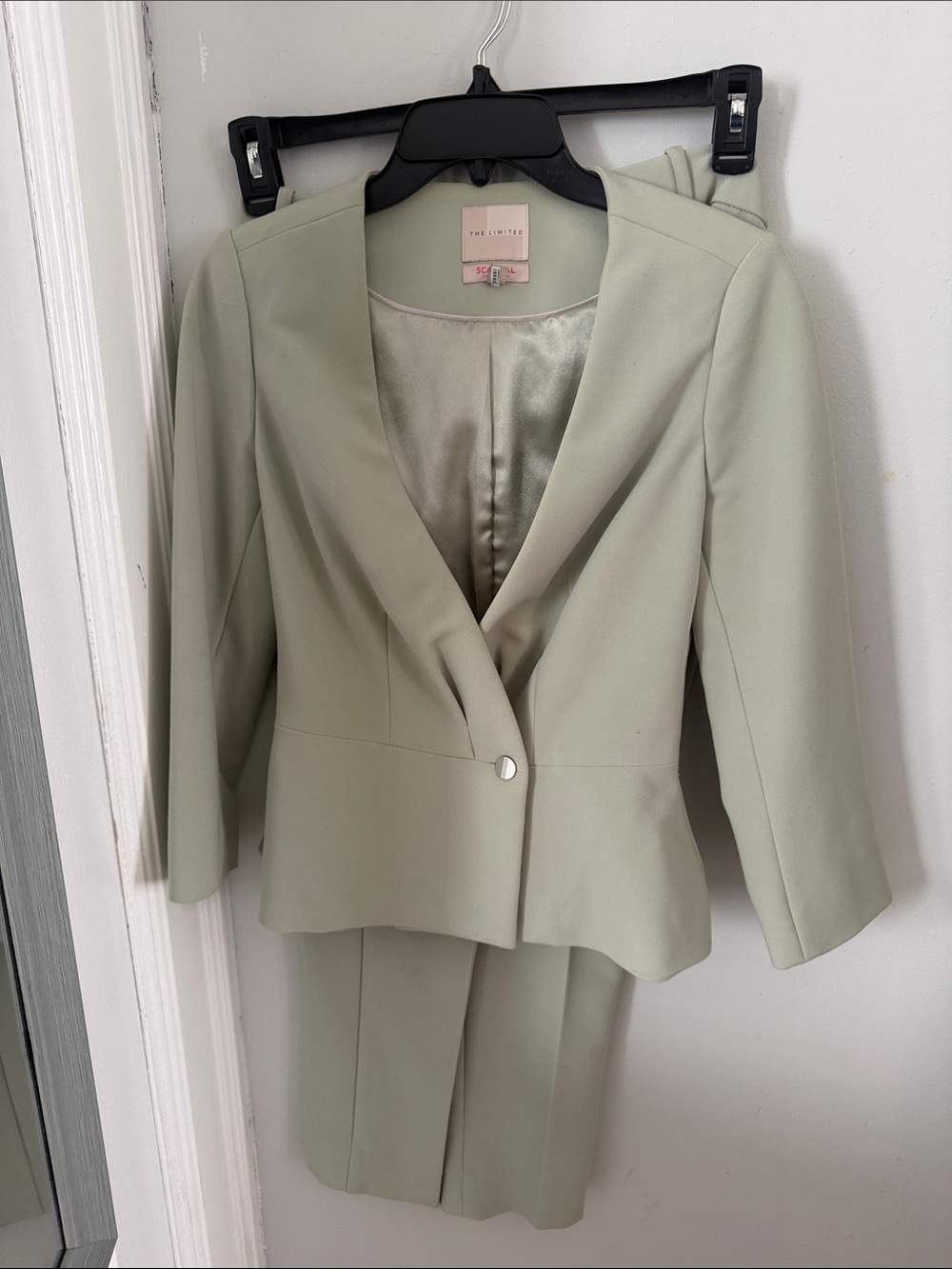 The Limited Scandal  Women's Cropped Blazer and Ankle Pants Set in Sage Green